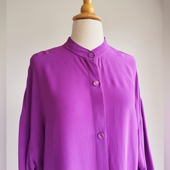 REBECCA MOSES Women's Silk Fuchsia Tunic Large - Picture 2 of 7